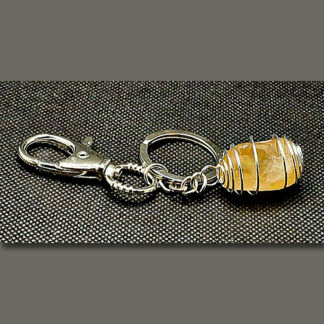 Portachiavi con VERO Quarzo Citrino Pietra Burattata Lucidata