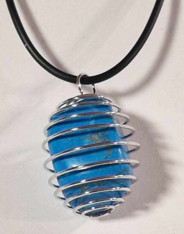 Ciondolo con Magnesite Blu Turchese Pietra Burattata - immagine 2