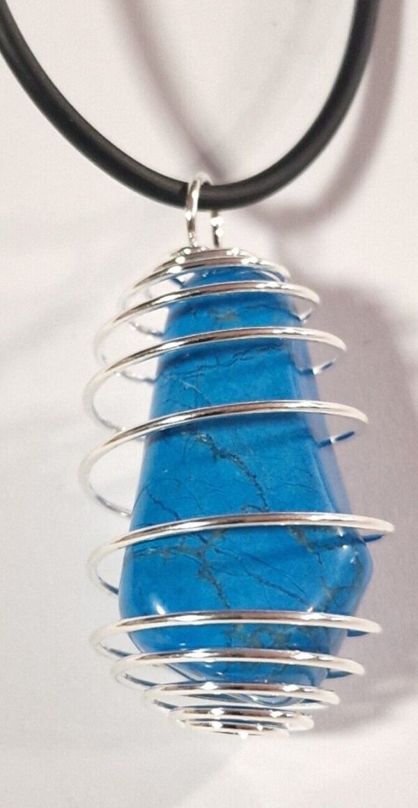 Ciondolo con Magnesite Blu Turchese Pietra Burattata - immagine 3