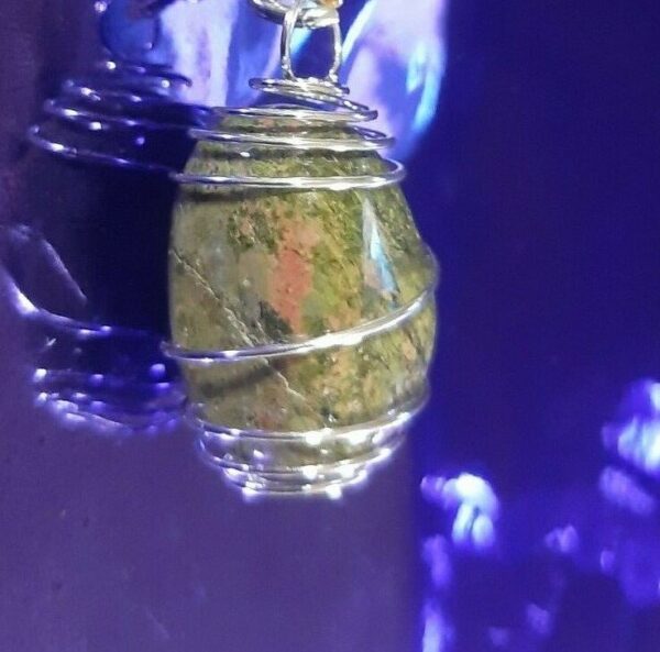 Ciondolo con Unakite Epidoto Burattata Lucidata Cristalloterapia