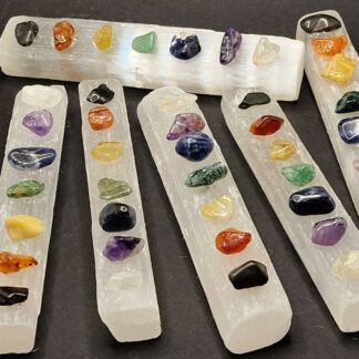 Bacchetta 7 Chakra in Selenite Sericolite la Pietra degli Angeli Grezza