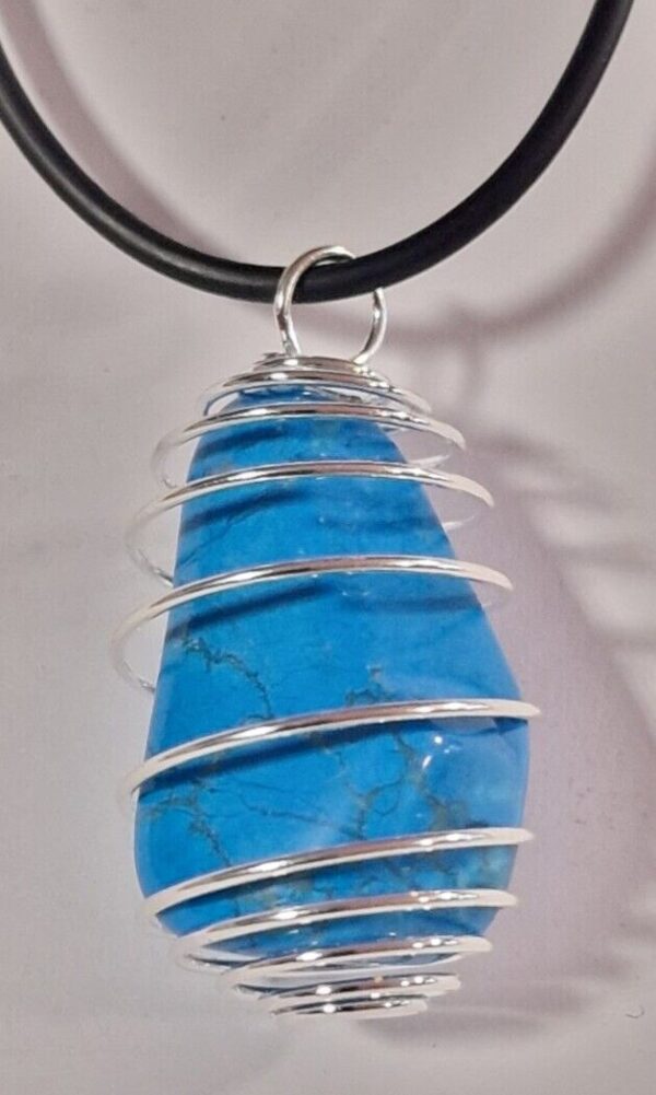 Ciondolo con Magnesite Blu Turchese Pietra Burattata - immagine 4