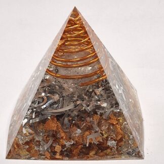 Piramide in Orgonite Grande Punta di Quarzo Ialino Cristallo di Rocca