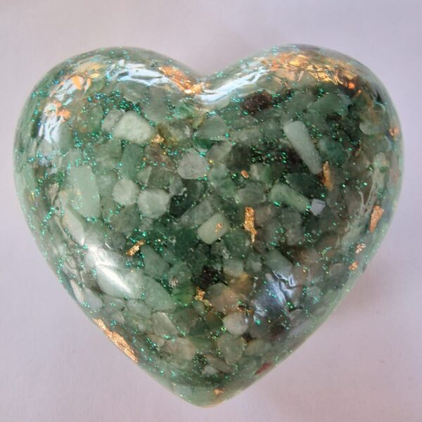 Cuore Bombato Grande in Avventurina Verde