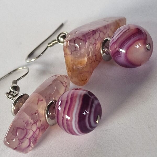Orecchini con Agata colorata Viola - immagine 2