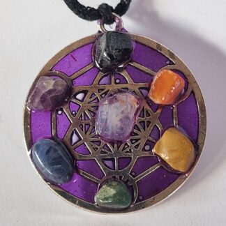 Ciondolo Cubo di Metatron VIOLA con Pietre dei 7 Chakra