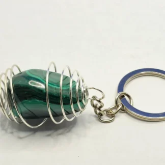 Portachiavi con Malachite Pietra Grande Lucidata Burattata
