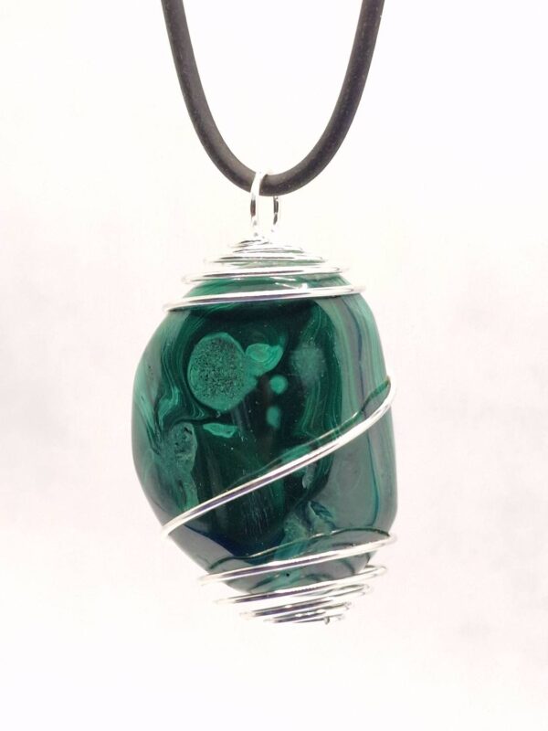 Ciondolo con Malachite Pietra Grande Lucidata Burattata - immagine 6