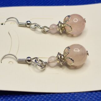 Orecchini con Quarzo Rosa doppia sfera